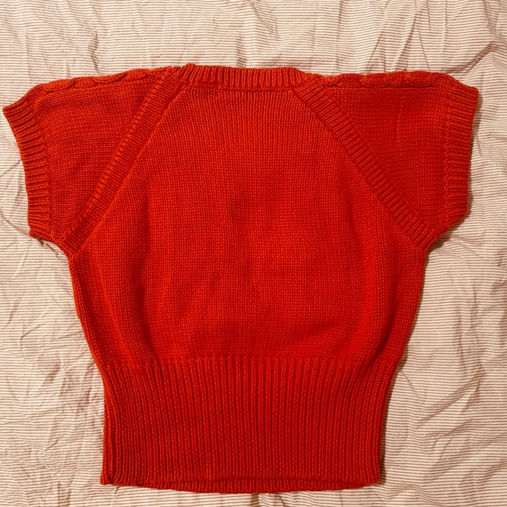 VINTAGE Liz Claiborne red knit cropped sweater - Picture 6 of 8